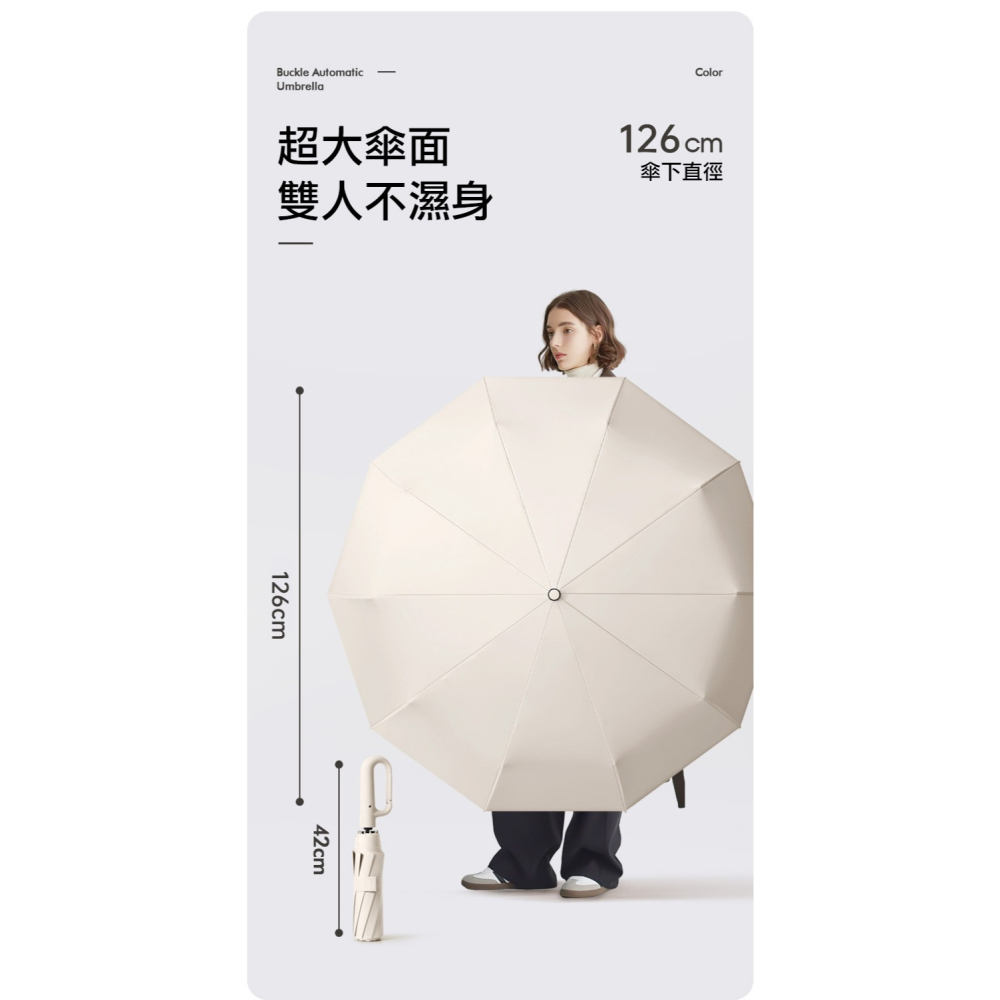 【實體店面現貨】環扣全自動摺疊傘 防紫外線傘 太陽傘 耐用傘 便攜傘 加大雨傘 自動傘 雨傘 遮陽傘-細節圖4