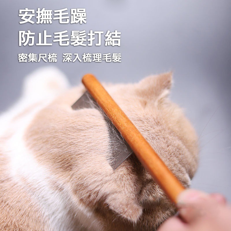 【實體店面現貨】原木寵物梳 開結梳 除毛梳 除蚤梳 原木理毛梳 去浮毛梳 寵物排梳 寵物理毛-細節圖4