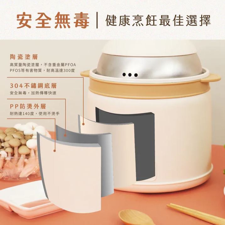 【實體門市現貨】KINYO 2L 多功能陶瓷美食鍋 電火鍋 旅行鍋 快煮鍋 泡麵鍋 料理鍋 電煮鍋 FP-0773-細節圖3