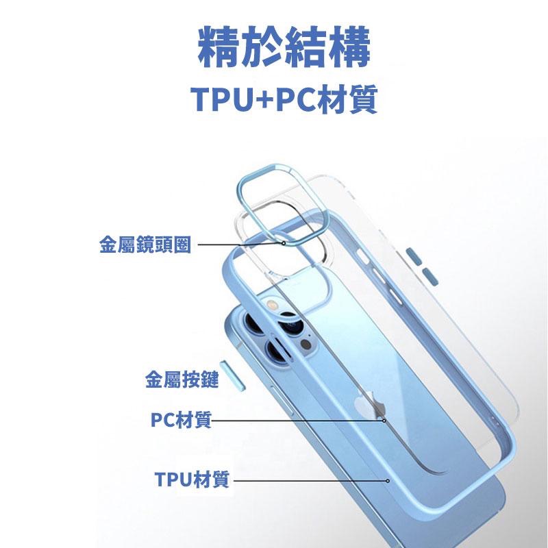 瑞克倉庫✱ 金盾透明殼 金屬鏡頭框 防摔手機殼 TPU+PC材質 iPhone 14 13 12 Pro Max全系列-細節圖5