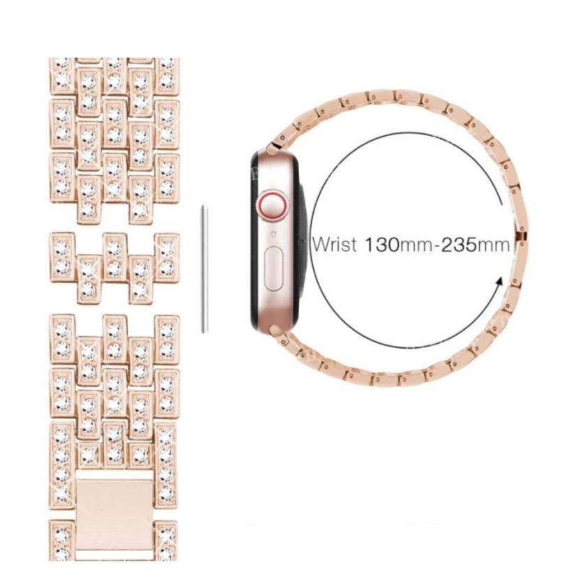 瑞克倉庫✱Apple watch 五珠滿鑽  iwatch不銹鋼金屬錶帶  apple watch 8~ 1(全系列)-細節圖3
