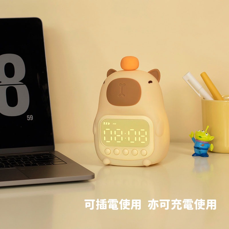 瑞克倉庫✱ 水豚鬧鐘小夜燈-細節圖4