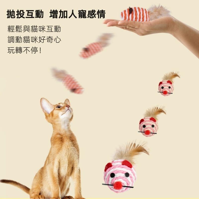貓咪劍麻球老鼠🔥平價現貨🔥羽尾劍麻球 貓咪解壓玩具 貓咪耐咬磨爪互動玩具 貓抓球 球形玩具 寵物玩具-細節圖3