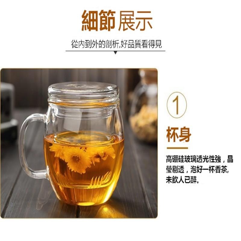 隔熱玻璃花茶杯三件組 🔥平價現貨🔥玻璃泡茶杯 花茶杯 玻璃杯 水杯 茶水分離杯 過濾泡茶杯 杯子 透明杯 過濾杯-細節圖4