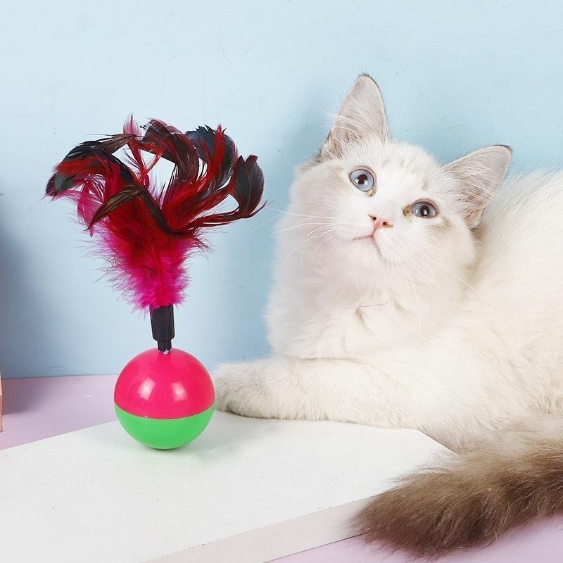 羽毛不倒翁球 🔥平價現貨🔥 彩色羽毛不倒翁 逗貓球 不倒翁 羽毛 貓不倒翁 逗貓 貓咪玩具 貓玩具 玩具 寵物玩具-細節圖3