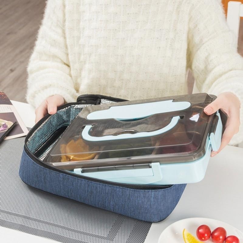 方型便當袋 🔥平價現貨🔥飯盒保温包 手提飯盒袋 方形扁款午餐包 便當袋 包溫袋 保鮮袋 保冷袋 餐包 學生午餐包-細節圖5