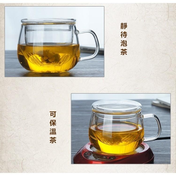 玻璃花茶杯 🔥平價現貨🔥玻璃泡茶杯 花茶杯 帶蓋耐熱玻璃杯 手工茶具辦公室 水杯 泡茶壺 杯子 玻璃杯-細節圖5