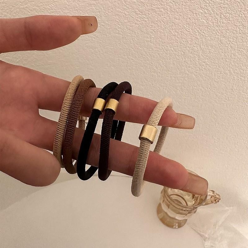 復古髮圈🔥平價現貨🔥韓系大地色系 髮束 髮帶 綁馬尾 綁頭髮髮圈 百搭髮飾 橡皮筋髮圈 手環-細節圖9