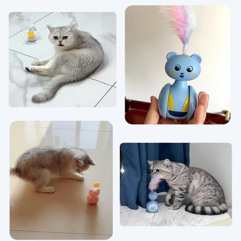 滑行逗貓玩具🔥平價現貨🔥貓咪不倒翁 羽毛逗貓棒 逗貓球 貓玩具 電動貓玩具 自動逗貓 不倒翁貓玩具-細節圖6