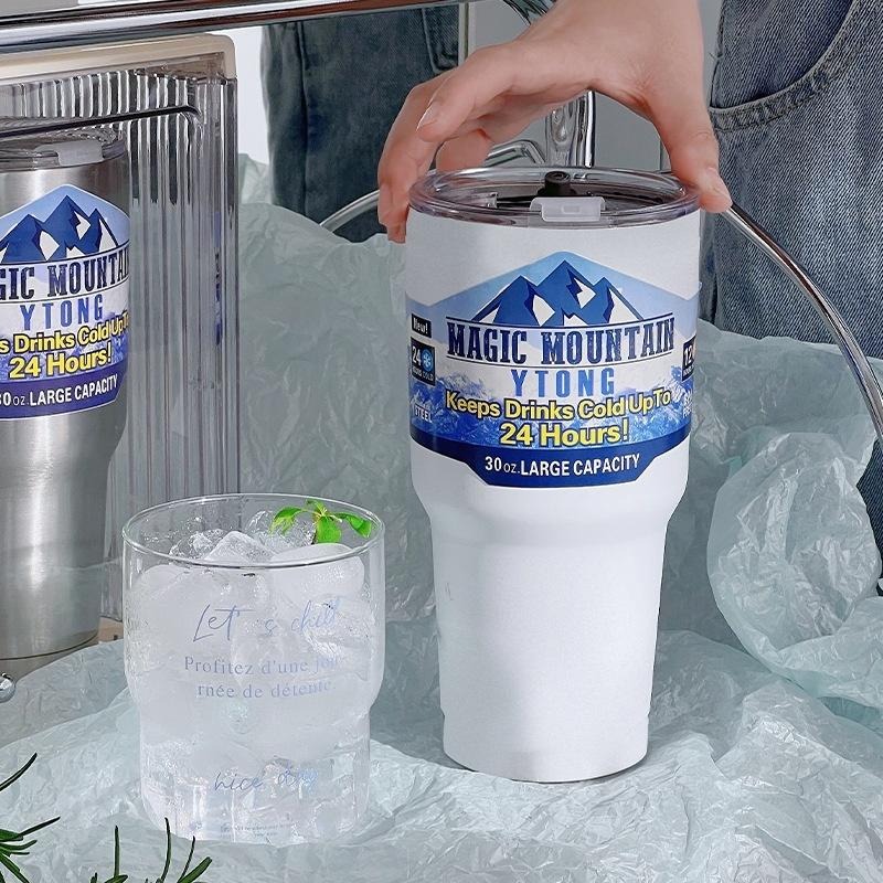 冰霸杯🔥隔日到貨🔥咖啡杯 保冰杯 冰壩杯 不銹鋼冰霸杯 自帶飲料杯 可以放手搖杯飲料30oz/900ml 車用冰霸杯-細節圖2
