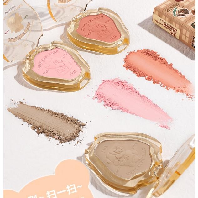 現貨 腮紅 胭脂 腮紅盤 彩妝XIXI打工熊腮紅少女 小巧便攜自然裸妝啞光學生單色提亮腮紅 單色腮紅 胭脂盤-細節圖3