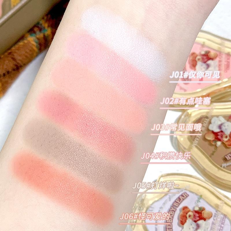 現貨 腮紅 胭脂 腮紅盤 彩妝XIXI打工熊腮紅少女 小巧便攜自然裸妝啞光學生單色提亮腮紅 單色腮紅 胭脂盤-細節圖8