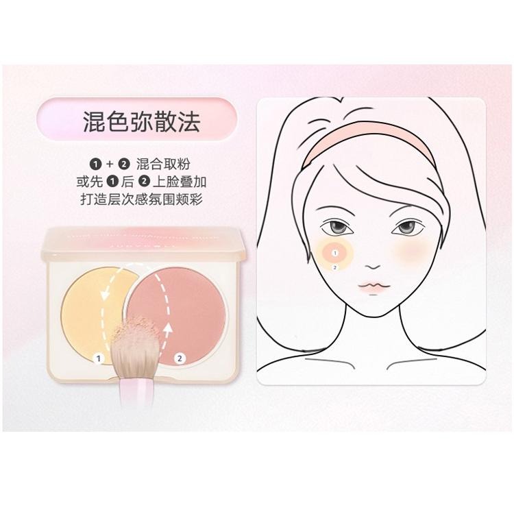 現貨 腮紅 雙色腮紅 啞光腮紅 Sweet Mint雙色腮紅啞光自然修容胭脂腮紅裸妝 高光修容眼影腮藍腮紫 胭脂 腮紅盤-細節圖6