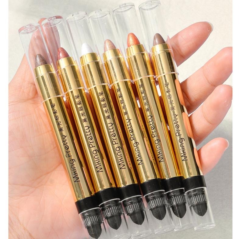 現貨 眼影 高光眼影筆 雙頭眼影筆 高光棒 眼影棒 眼影 珠光細閃 修容提亮 雙頭眼影棒 懶人眼影 修容筆 不暈染眼影-細節圖7