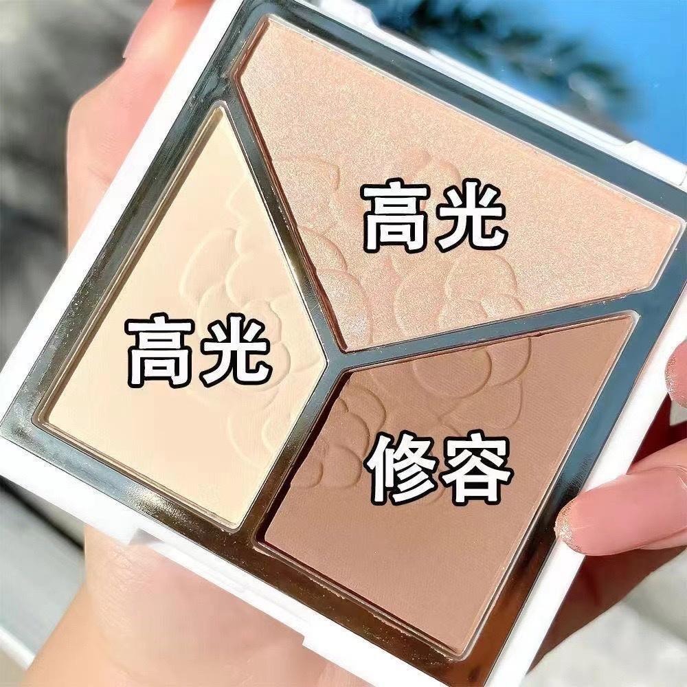 現貨 高光盤 修容盤 三色高光修容盤 三色高光修容盤鼻影陰影側影珠光啞光修容腮紅高光一體盤 鼻影 立體輪廓 高光珠光啞光-細節圖6