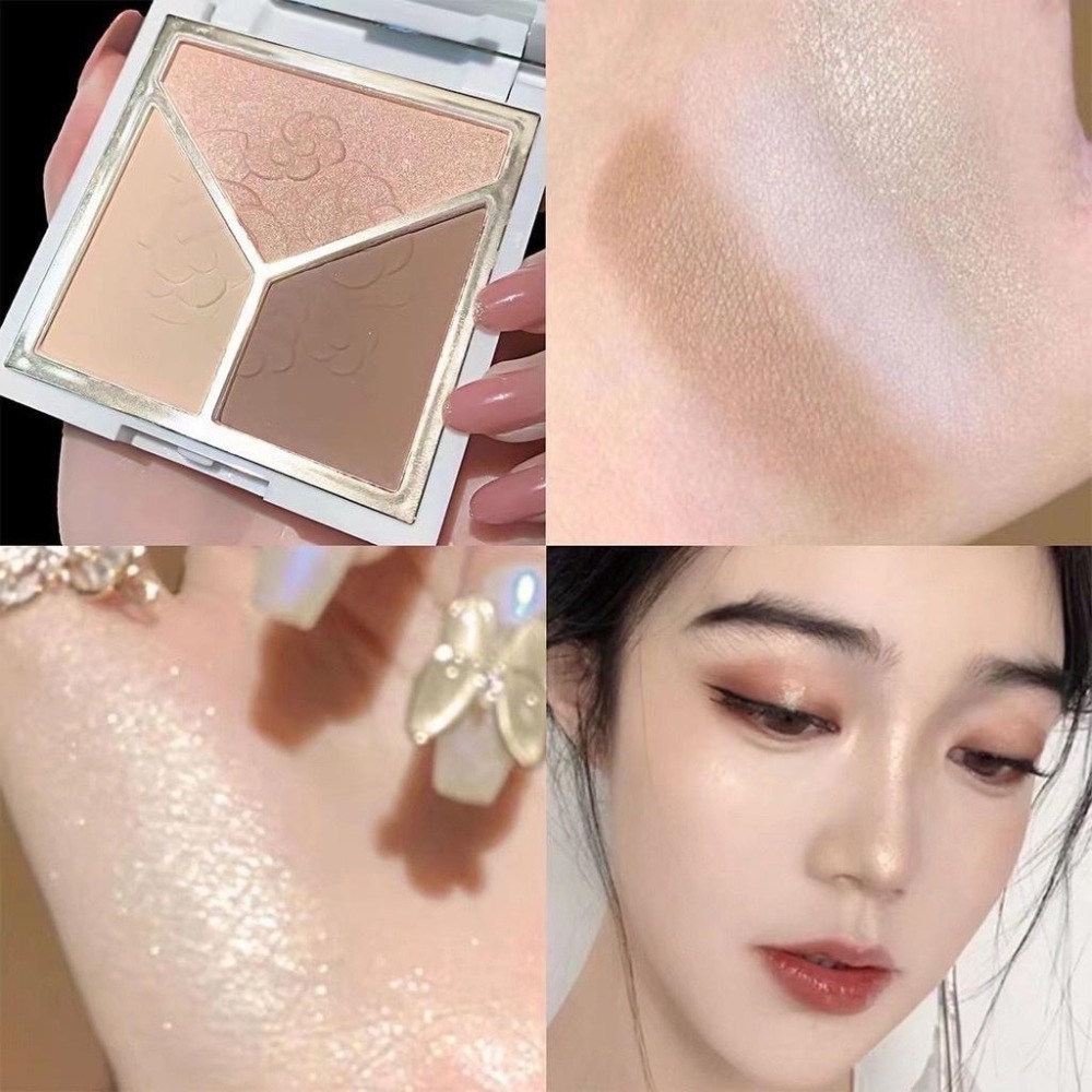 現貨 高光盤 修容盤 三色高光修容盤 三色高光修容盤鼻影陰影側影珠光啞光修容腮紅高光一體盤 鼻影 立體輪廓 高光珠光啞光-細節圖9