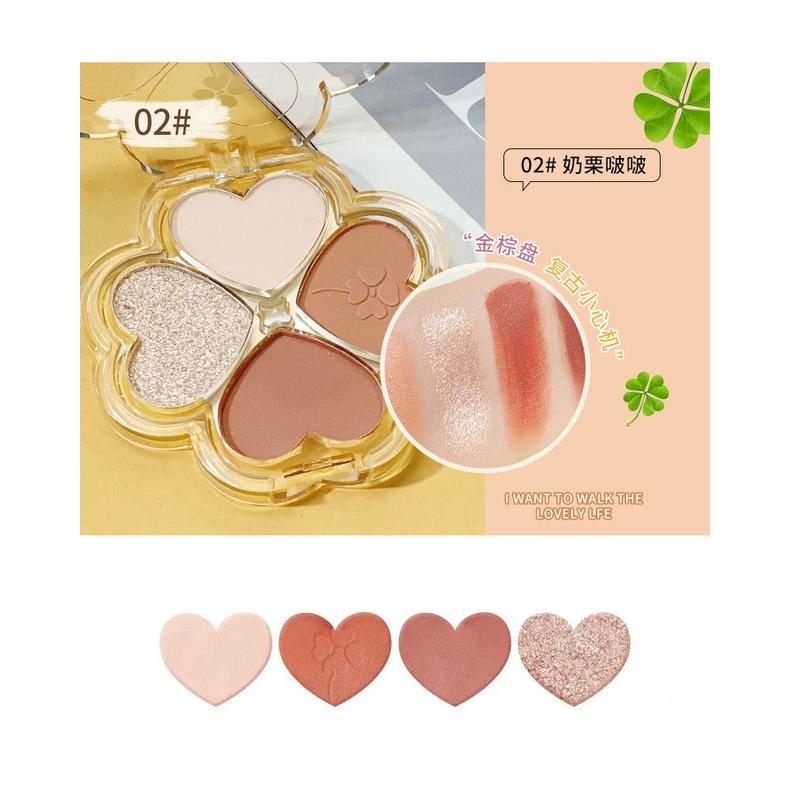 現貨 眼影 四葉草眼影盤 眼影盤 四色眼影 閃粉 四色眼影珠光啞光閃粉大地色眼妝小盤便攜2022新款眼影盤 IG超火眼影-細節圖6