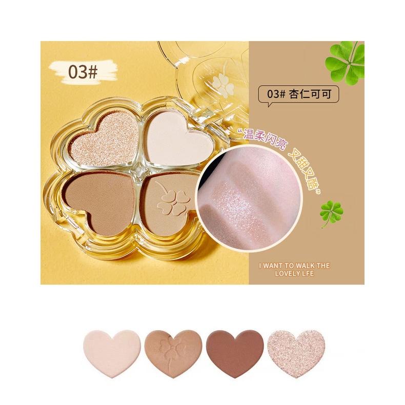 現貨 眼影 四葉草眼影盤 眼影盤 四色眼影 閃粉 四色眼影珠光啞光閃粉大地色眼妝小盤便攜2022新款眼影盤 IG超火眼影-細節圖7