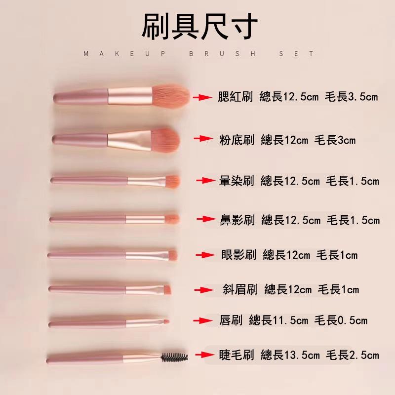 化妝刷組合套組 刷具組 刷具 化妝刷 8入化妝刷 迷你化妝刷 小紅書 抖音新手化妝刷 粉底刷 腮紅刷 眼影 唇刷 眉刷-細節圖2
