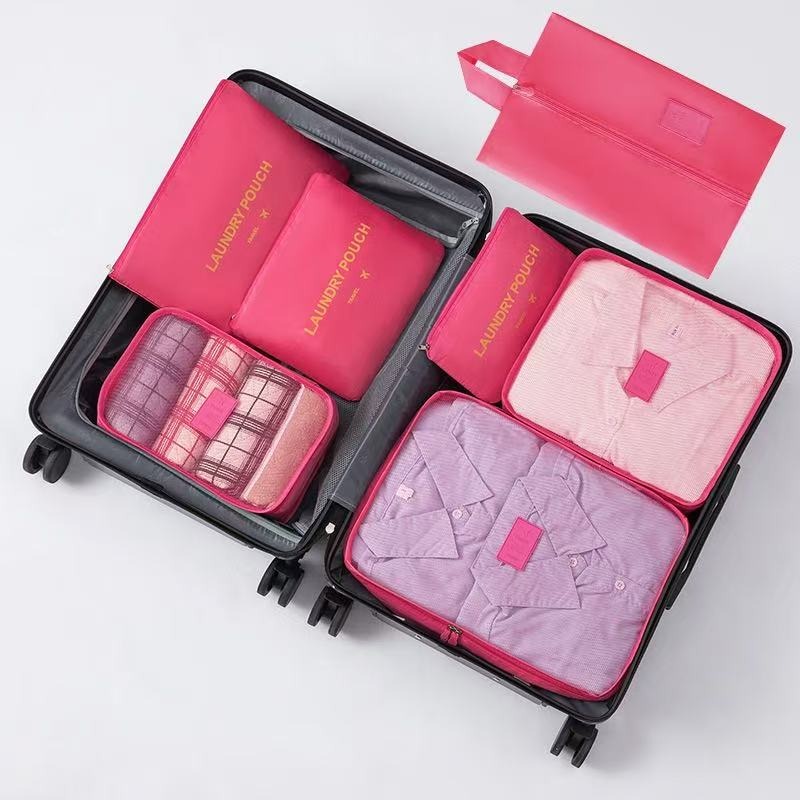 【收納袋7件組】玫紅