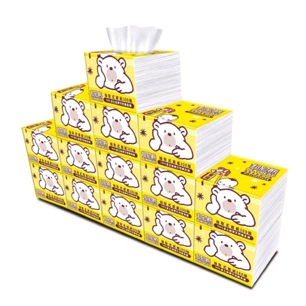邦尼熊抽取式柔式紙巾300抽（現貨1包價）-細節圖3