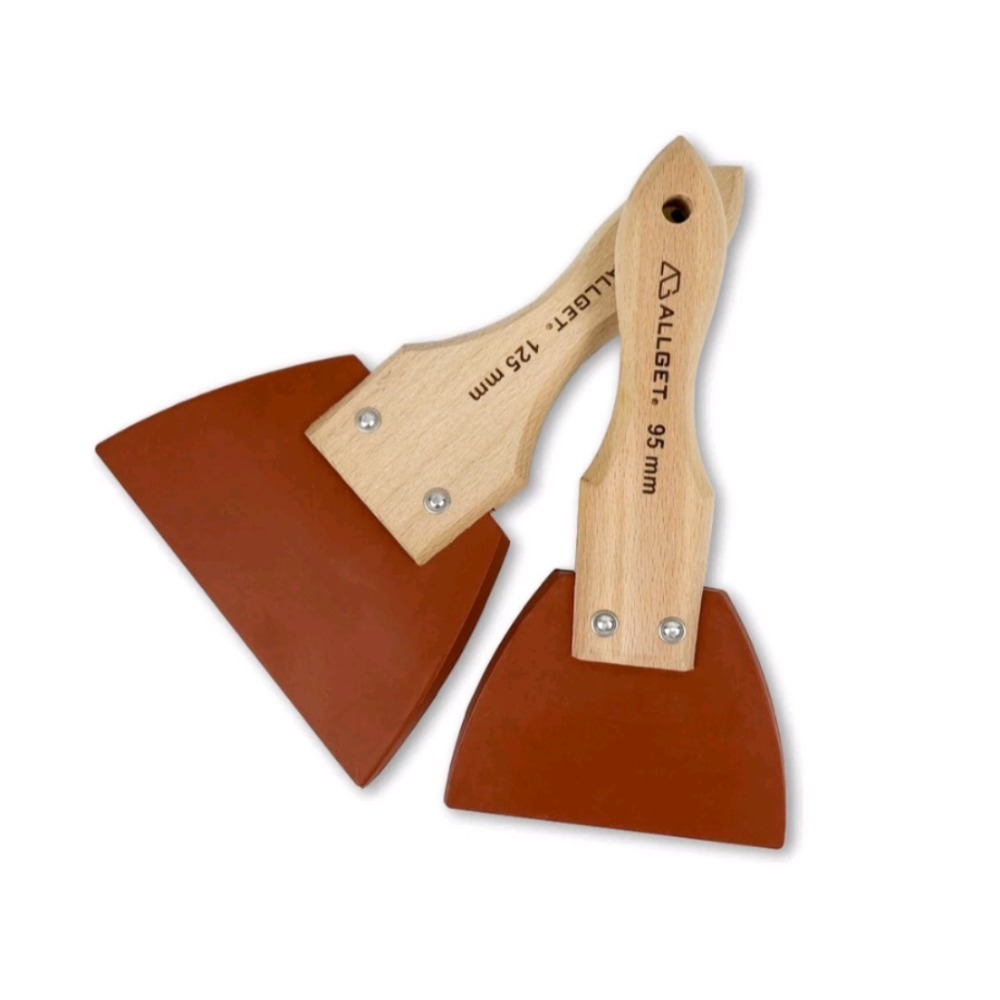 【ALLGET】日式木柄橡膠刮刀 軟刮刀 汽車板金/木器家具補土 補杯 補刀 刮漆 除水 不傷表面 柄付ゴムベラ-細節圖2