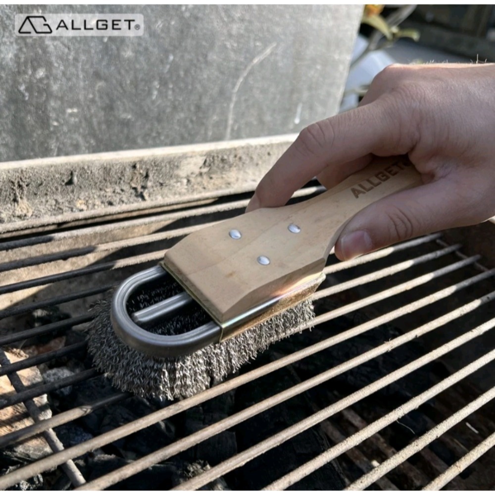 【ALLGET】原木U型鋼絲刷 強力清潔除鏽 厚重鏽斑 立體結構 烤網清潔 管線 欄杆 厚重汙垢-細節圖3