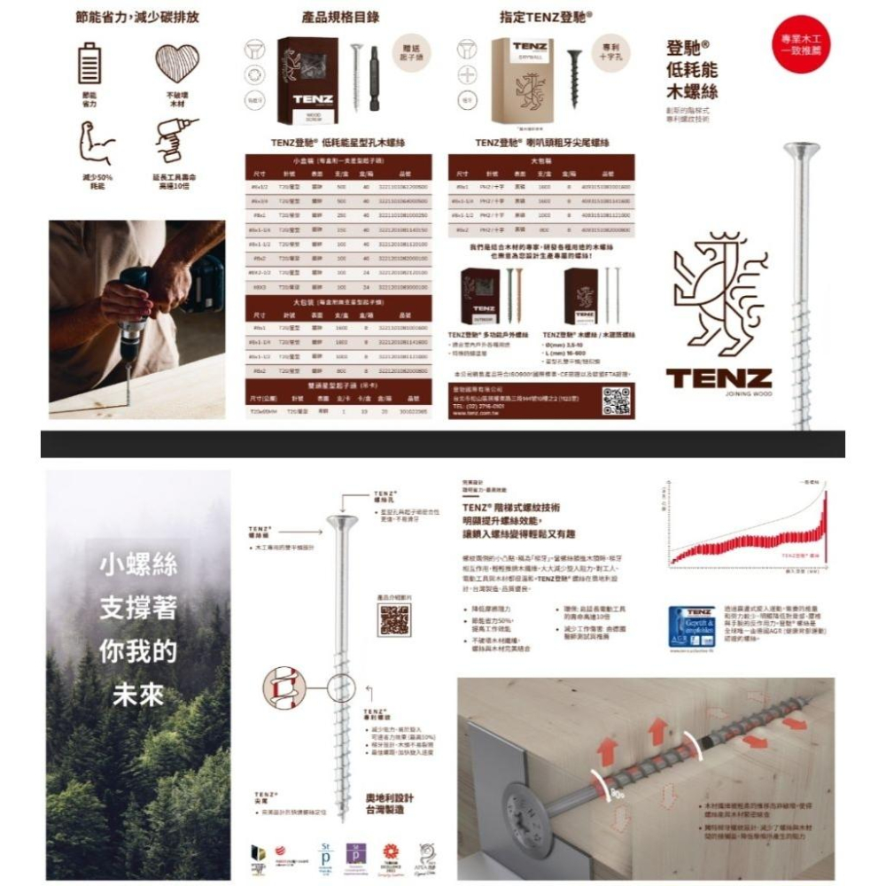 盒裝 木頭螺絲 螺絲 木工 木材 送星型起子頭 低耗能螺絲 登馳 TENZ 星型螺絲 木工螺絲 螺絲 職人 螺絲起子-細節圖4