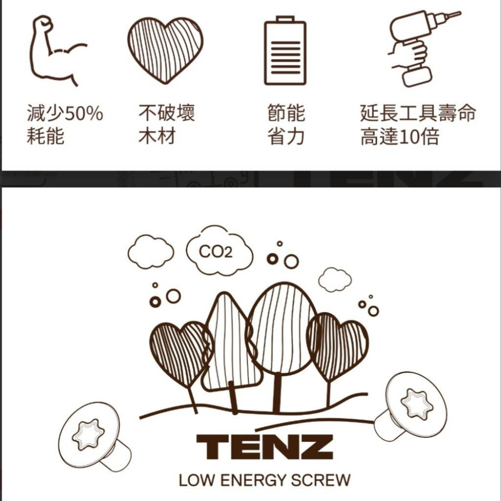 盒裝 木頭螺絲 螺絲 木工 木材 送星型起子頭 低耗能螺絲 登馳 TENZ 星型螺絲 木工螺絲 螺絲 職人 螺絲起子-細節圖5
