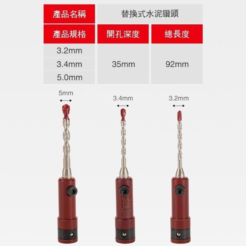 土耳門x宅水電 準．強力鑽兼鎖  3.2mm 3.4mm 5.0mm 替換式水泥鑽尾 高張力螺絲鑽尾-細節圖9