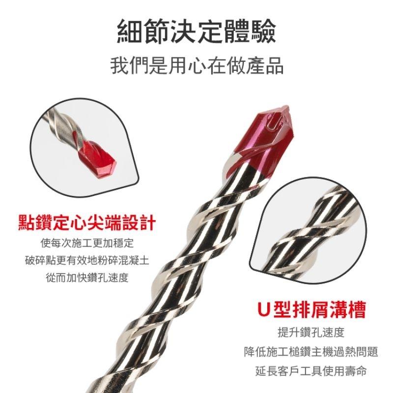 土耳門x宅水電 堅・SDS-plus 兩刃四溝水泥鑽頭 瑞士鎢鋼 Ｕ型排屑 鉻鉬合金 水泥鑽尾 鑽頭-細節圖7