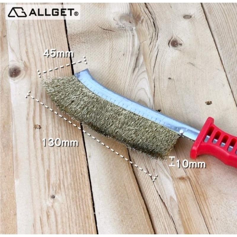 【ALLGET】大刀型鍍銅鋼絲刷 鍍銅鋼刷 清潔手刷 除銹刷 除漆 除重污垢 清潔刷 木器毛刺刨除 園藝清潔-細節圖3