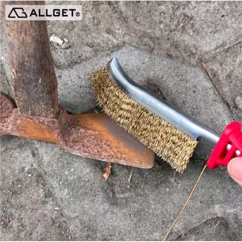 【ALLGET】大刀型鍍銅鋼絲刷 鍍銅鋼刷 清潔手刷 除銹刷 除漆 除重污垢 清潔刷 木器毛刺刨除 園藝清潔-細節圖4