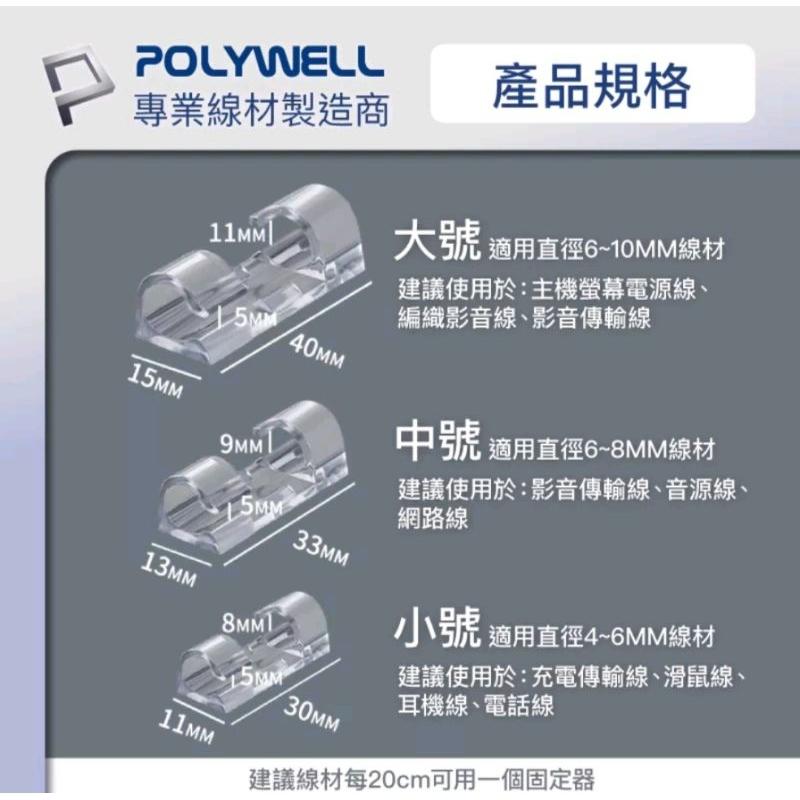 POLYWELL 黏貼式理線器 S型扣入式 三種尺寸 適用不同粗細充電線 傳輸線-細節圖9