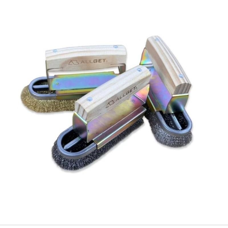 【ALLGET】熨斗型鋼絲刷 銅絲刷 強力清潔刷 烤網清潔 除鏽神器 鋼絲刷 銅絲刷 平面除鏽 鐵板清潔 瓦斯爐清潔-細節圖2