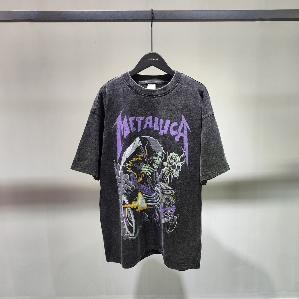 [HORMES] 5226 復古黑 洗水 做舊 仿舊 暗黑 骷髏 印花 寬鬆版型 男女皆可 短袖 水洗踢 短T-細節圖4