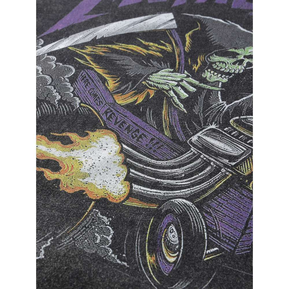 [HORMES] 5226 復古黑 洗水 做舊 仿舊 暗黑 骷髏 印花 寬鬆版型 男女皆可 短袖 水洗踢 短T-細節圖5