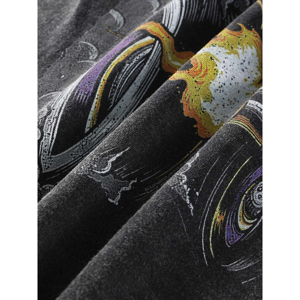 [HORMES] 5226 復古黑 洗水 做舊 仿舊 暗黑 骷髏 印花 寬鬆版型 男女皆可 短袖 水洗踢 短T-細節圖6