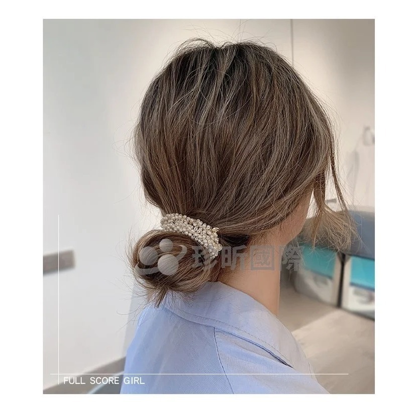 【鑽太100】韓國仙女珍珠髮繩(顏色隨機) 直徑約為6.5cm 髮圈 髮繩 髮飾-細節圖6