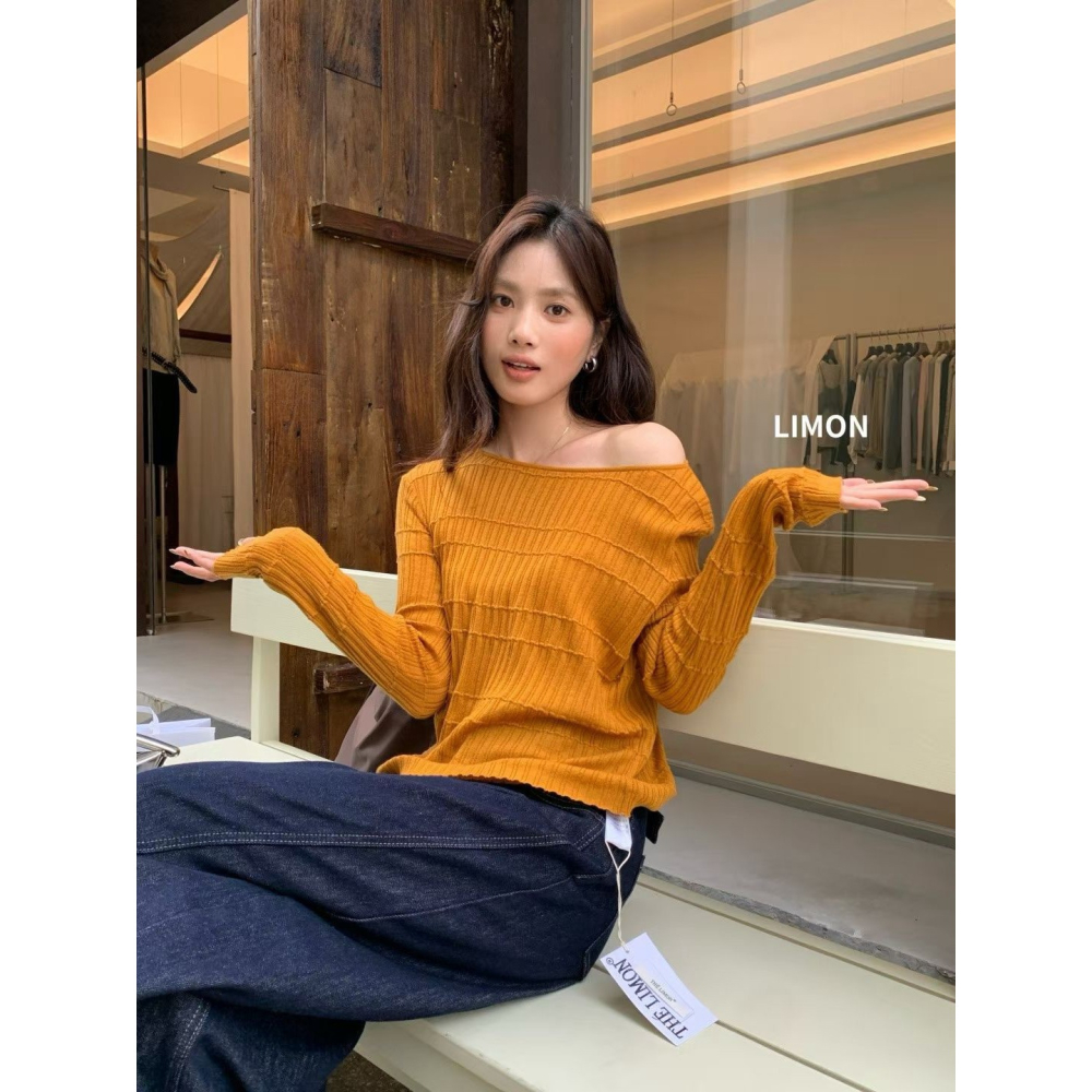 𝙉𝙤_8591隨性微露～立體紋理寬領長袖上衣-細節圖6