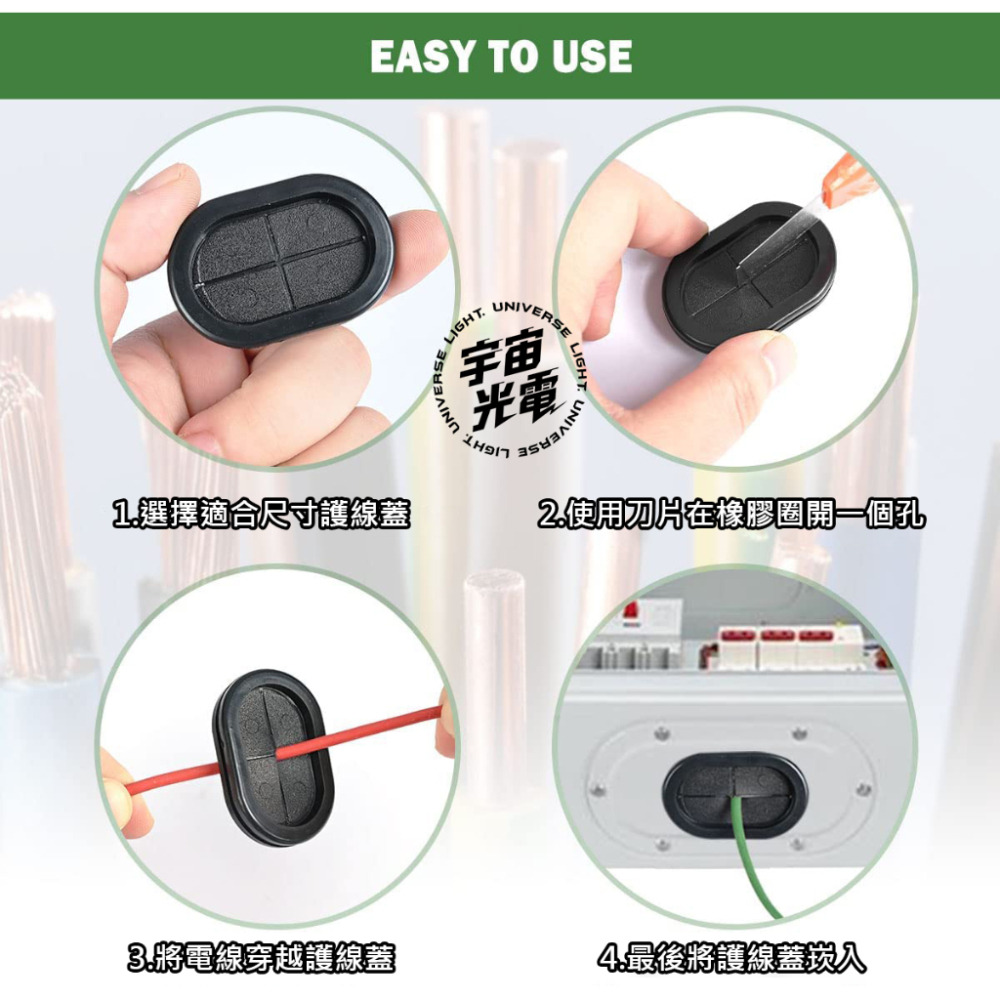 44 PCS 橢圓型 孔蓋 護線蓋 橡膠 護線圈 封閉 橡膠圈 密封圈 密封環 電線 護線 電腦 穿線圈 出線環 穿線環-細節圖3