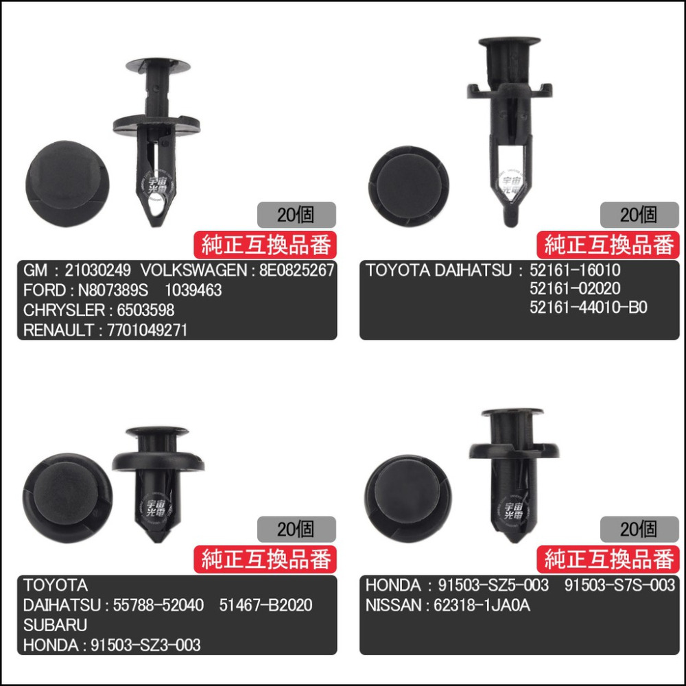 240件 卡扣 鈕扣 盒裝 保險桿 車身卡扣 車用 扣件 膠釘 內飾板扣 保險桿塑膠扣 拱卡榫 穿心卡扣 膨脹螺絲-細節圖5