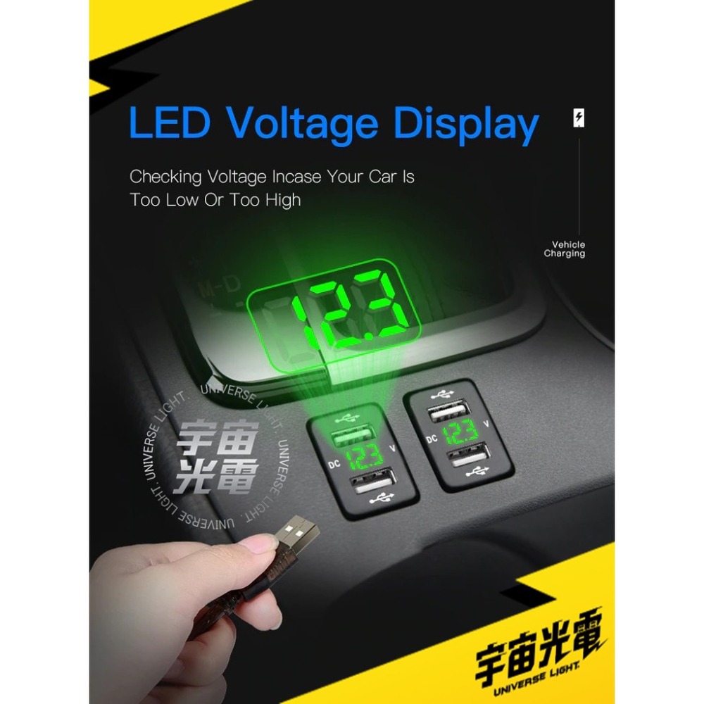 改裝 零件 本田 豐田 4.2A 預留孔 23*33 極速 LED(電壓顯示) USB 充電器 雙孔 車充 手機-細節圖6