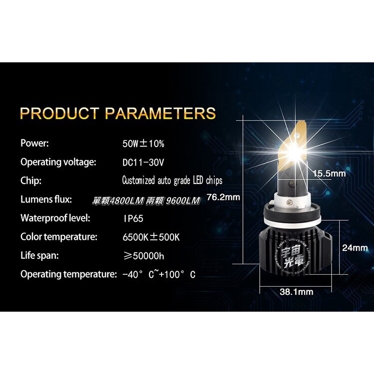 解碼 P16 50W LED 大燈 4800LM H1/H4/H8/9005/9006/9012 頭燈 汽車 機車 飆虎-細節圖8