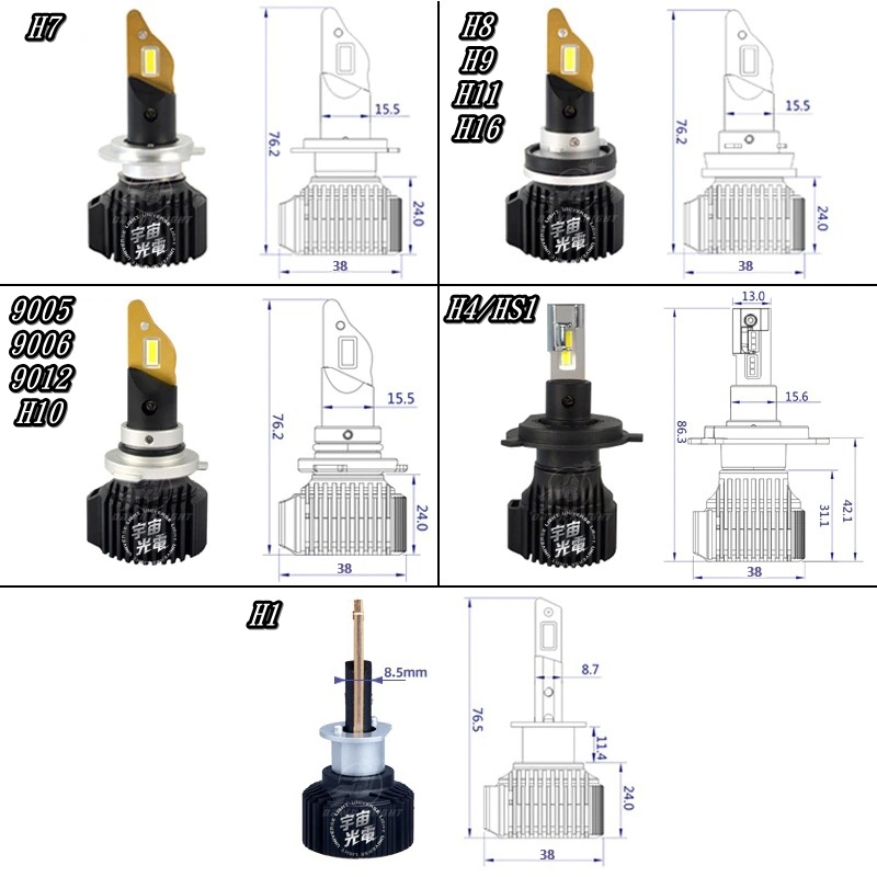 解碼 P16 50W LED 大燈 4800LM H1/H4/H8/9005/9006/9012 頭燈 汽車 機車 飆虎-細節圖9