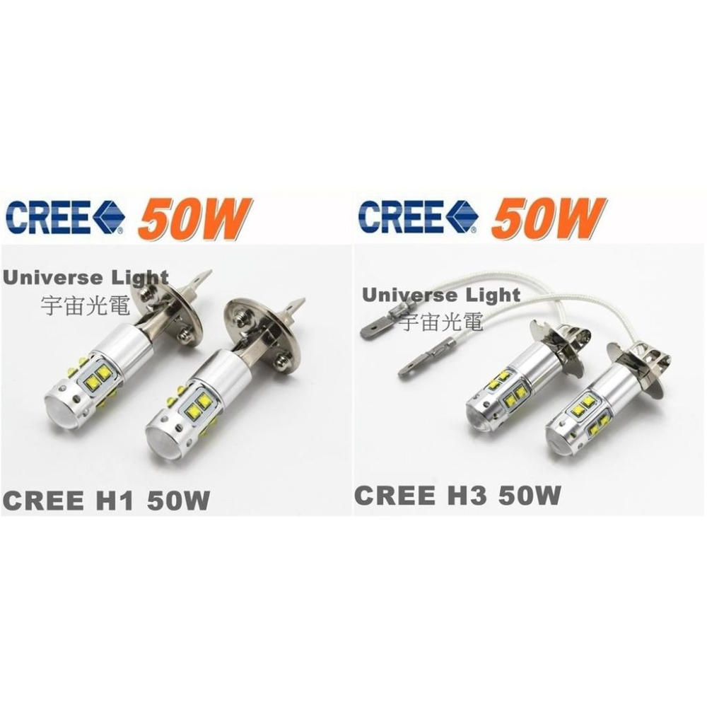 頂級CREE 50W T10/H1/H3 LED 燈泡 小燈 霧燈 燈條 HID 日行燈 汽車 機車  12V 24V-細節圖2