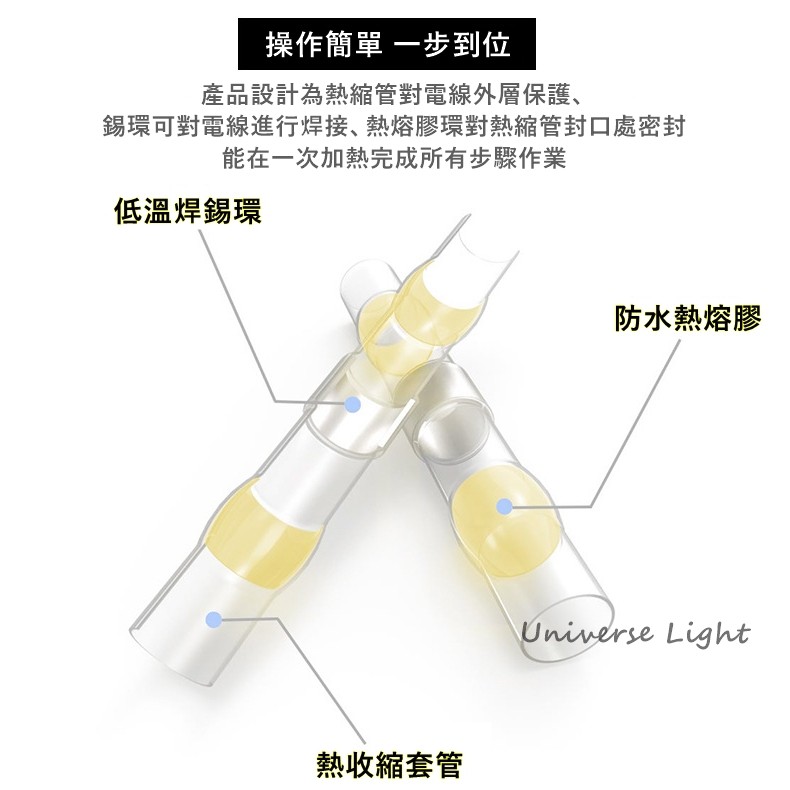 免焊神器 熱縮管 熱縮低溫錫環套管 熱縮錫環套管 免焊接 免烙鐵 防水連接器 免焊熱縮套管 熱縮低溫錫 熱風槍即可操作-細節圖6