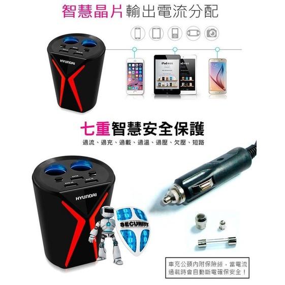 【傻瓜批發】韓國現代HY-18 三USB一分三車充杯架3.1A 12V-24V 電壓檢測 獨立開關 LED 點煙器 板橋-細節圖3