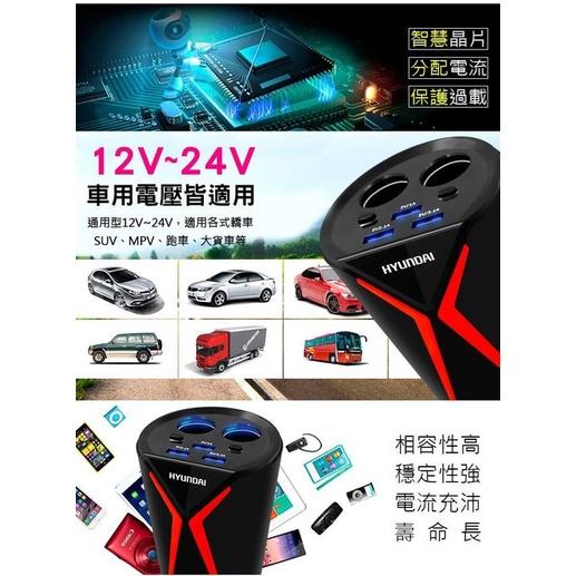 【傻瓜批發】韓國現代HY-18 三USB一分三車充杯架3.1A 12V-24V 電壓檢測 獨立開關 LED 點煙器 板橋-細節圖5