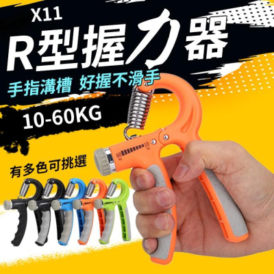 【傻瓜量販】(X11)10-60KG可調阻力握力器 R字可調式握力器/指力器 握力訓練 板橋現貨